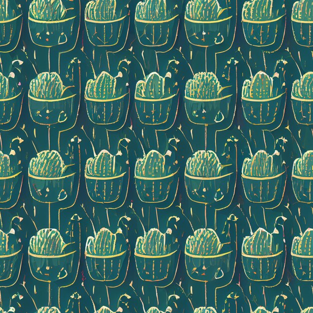 Modello senza cuciture con un cactus su sfondo verde