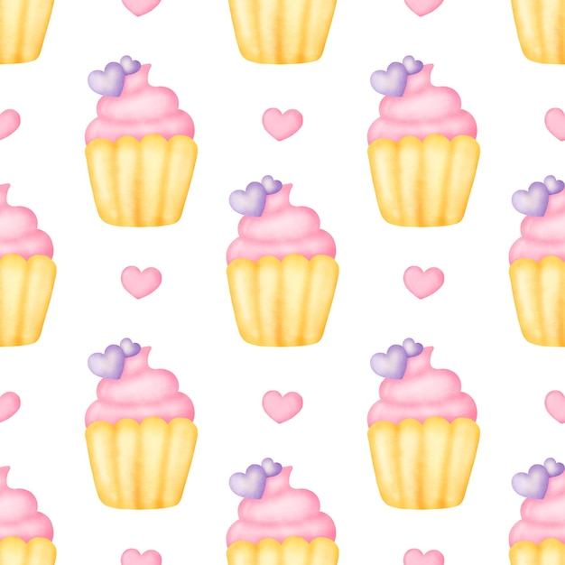 Modello senza cuciture cupcake di San Valentino