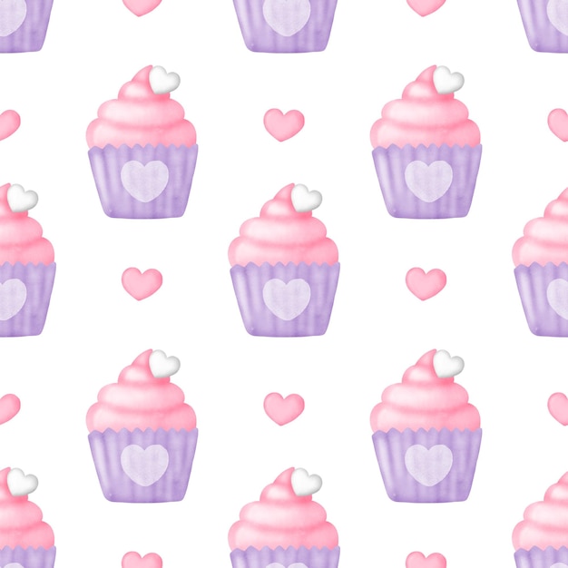 Modello senza cuciture cupcake di San Valentino