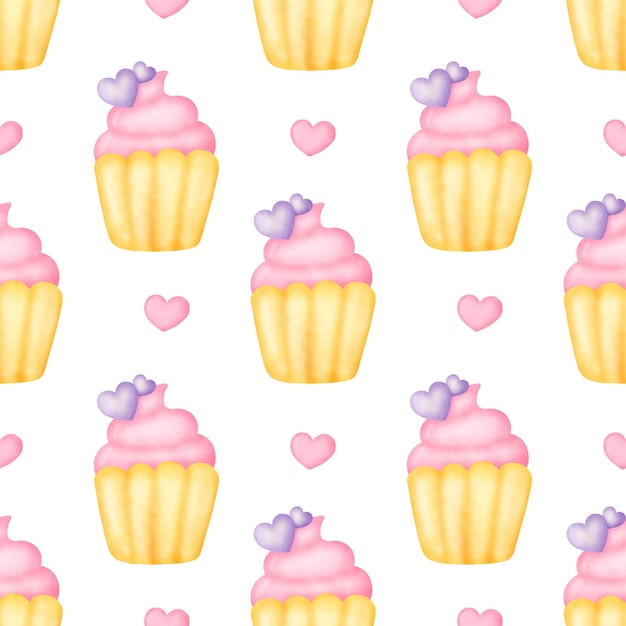Modello senza cuciture cupcake di San Valentino