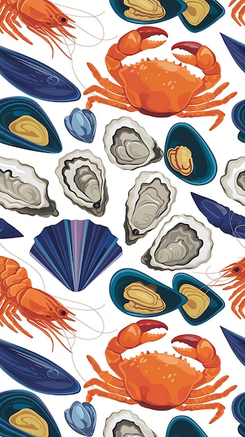 Modello senza cuciture di frutti di mare vettoriali