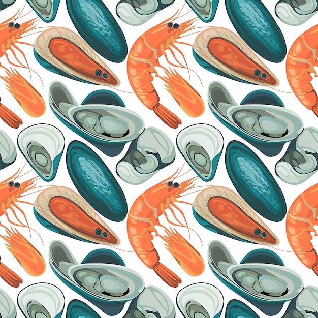 Modello senza cuciture di frutti di mare vettoriali