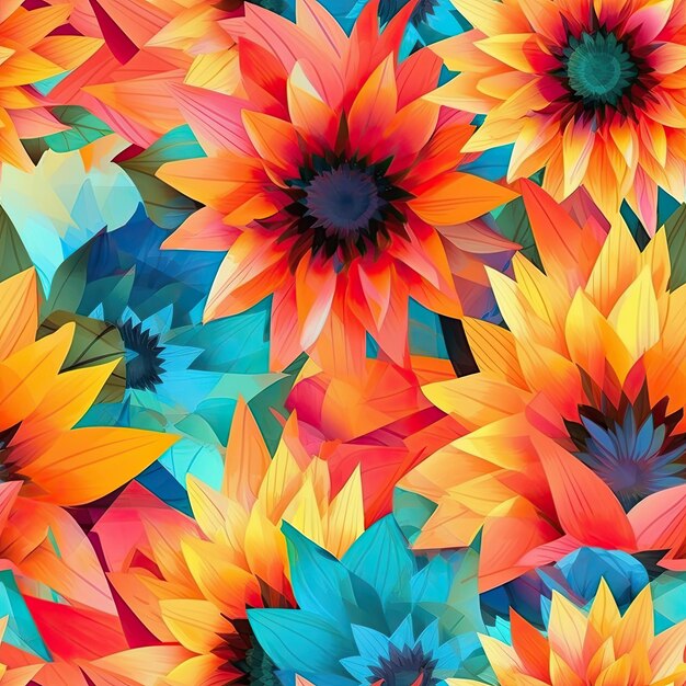 Modello senza cuciture di girasole con forme geometriche generate dall'IA