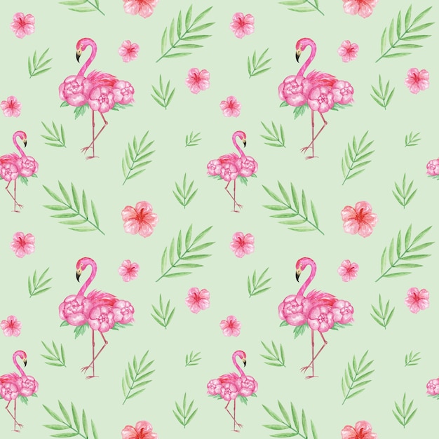 Modello senza cuciture Flamingo, sfondo tropicale, carta digitale, design pattern tessile esotico