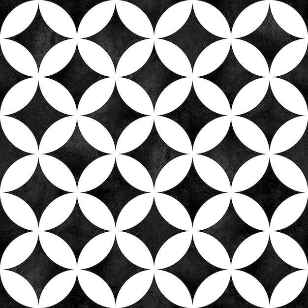 Modello senza cuciture geometrico astratto. Opera d'arte ad acquerello monocromatica minimalista in bianco e nero.