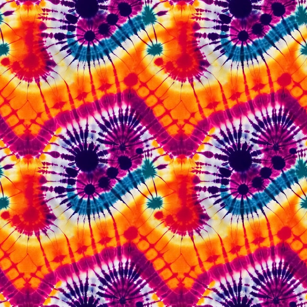 Modello senza cuciture in stile tie dye colorato Sfondo ornamento batik hippie Illustrazione digitale 3D