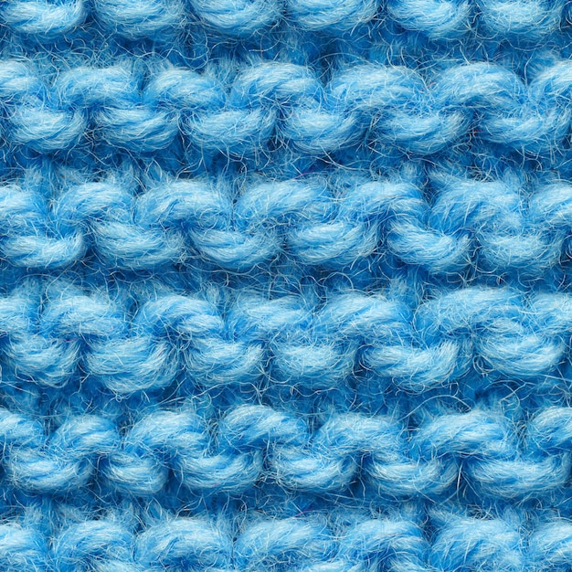 Modello senza cuciture in tessuto a maglia blu per riempimento senza bordi. Ripetizione del tessuto a maglia