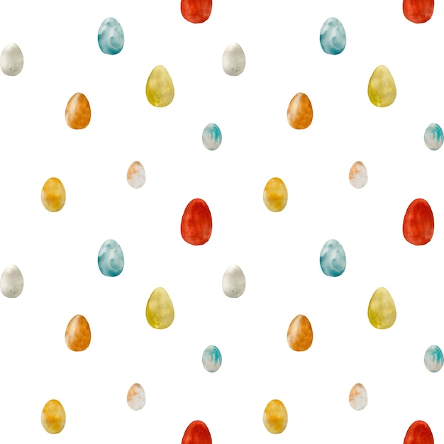 Modello senza cuciture multicolore di Pasqua dell'uovo. Un'illustrazione ad acquerello. Struttura disegnata a mano, isolata.