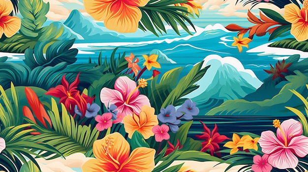 modello senza cuciture paesaggio vibrazione estiva hawaiana