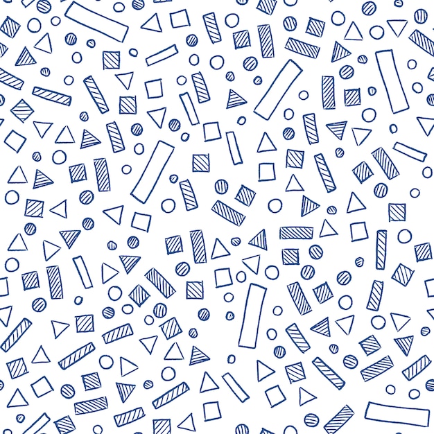 Modello senza cuciture semplice scandinavo con rettangoli, triangoli, cerchi e quadrati. Motivo geometrico per carta e tessuto.