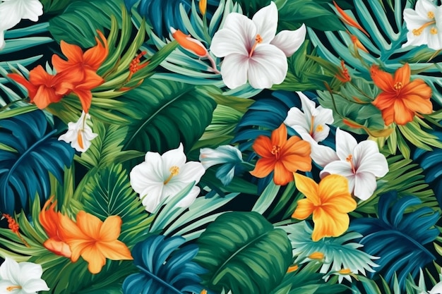 Modello senza cuciture tropicale alla moda Ai generativo