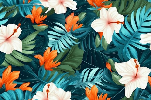 Modello senza cuciture tropicale alla moda Ai generativo