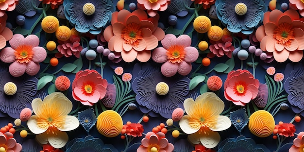 Modello senza giunture di fiori colorati Plastilina Backround pastello astratto Arte della carta digitale