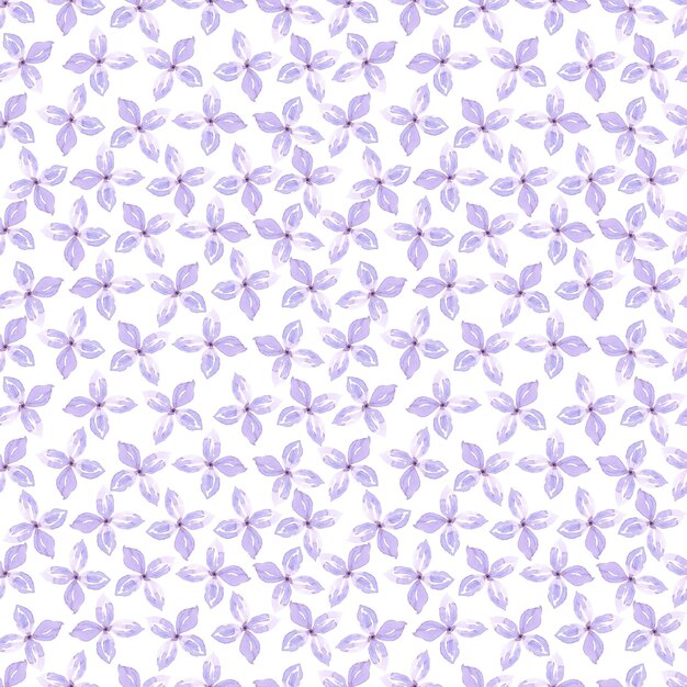 Modello senza giunture di fiori di ciliegio astratto viola Acquerello disegnato a mano isolato su sfondo bianco Carta da parati in tessuto tessile per banner da regalo