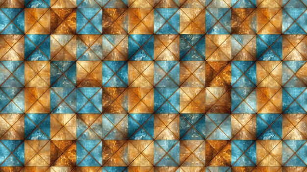 Modello senza giunture di triangoli nei colori blu e arancio Sfondo geometrico