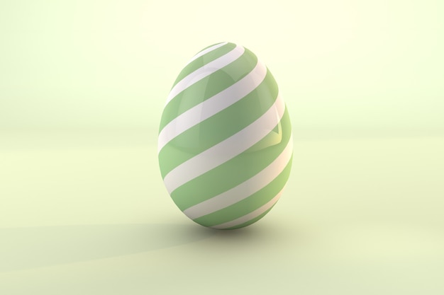 Modello verde dell'uovo di Pasqua isolato su sfondo verde pastello. 3D render uno sfondo trasparente di file psd