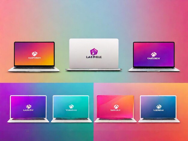 Modello vettoriale di progettazione del logo di Gradient Laptop