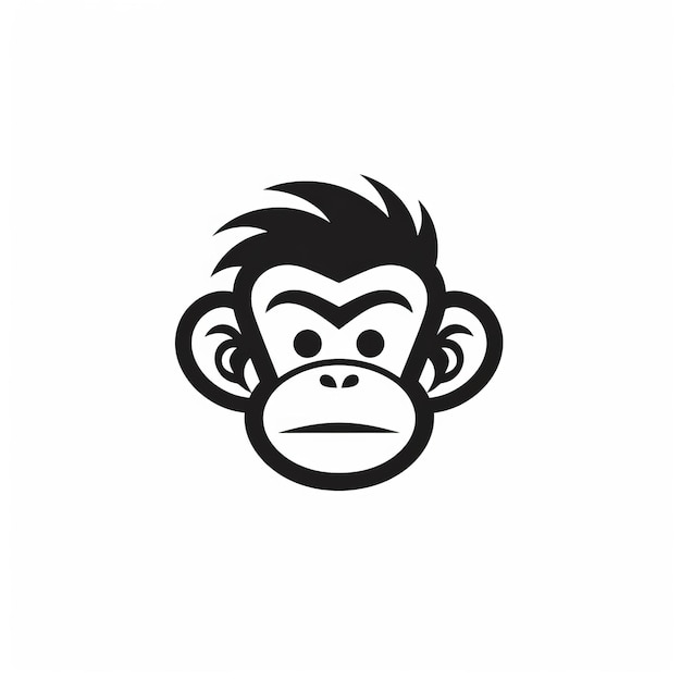Modello vettoriale monocromatico minimalista del logo della scimmia
