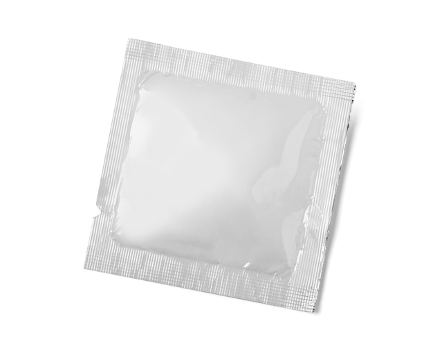 Modello vuoto bianco Imballaggio Salviettine umidificate in alluminio Custodia Medicina o preservativo Imballaggio alimentare Caffè Sale Zucchero Pepe Spezie DolciCon tracciato di ritaglio