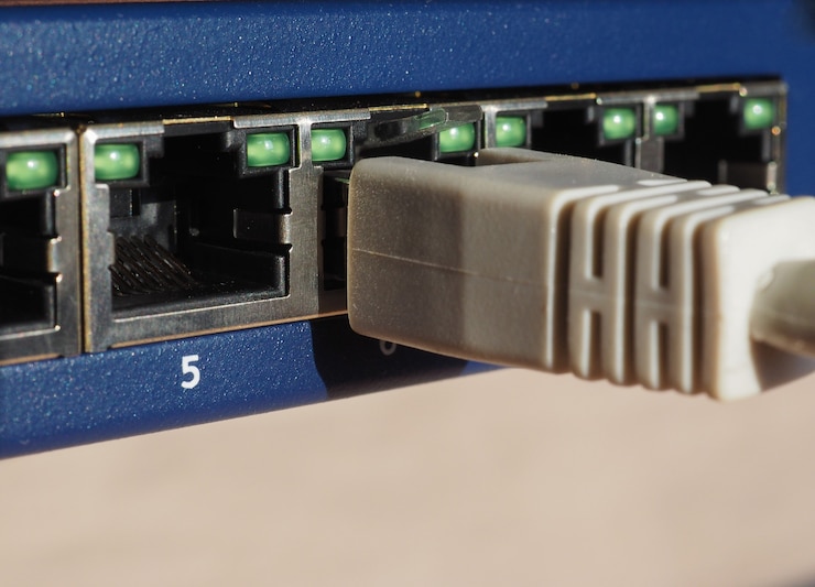 Photo modem router switch with rj45 ethernet plug ports