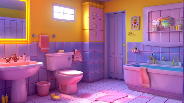 Modern Bathroom With Tub Toilet Sink and Mirror