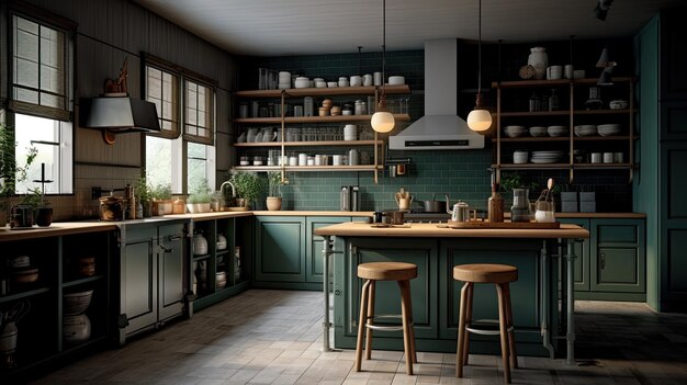 Modern Clean Contemporary Kitchen Interior Design AI Generato