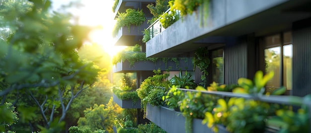 Modern Green Oasis Urban Apartments Amidst Nature Concept Estetica naturale Vita sostenibile Spazi urbani verdi Design ecologico