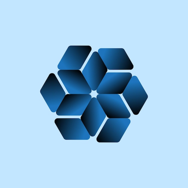 Modern Hexagonal Blue Gradient Logo Design with Geometric Precision