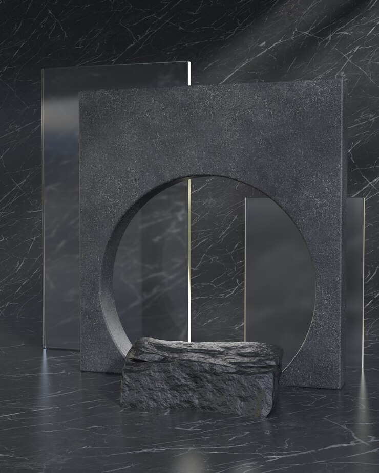 Modern Product Display Podium With Sunlight And Leaf Shadow
