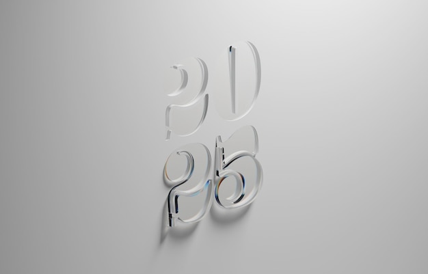 Modern Transparent 2025 Tipografia su sfondo grigio chiaro