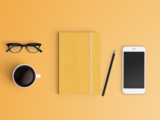  Modern workspace. Top view. Flat lay style.