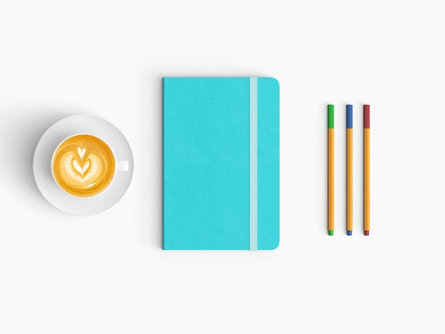  Modern workspace. Top view. Flat lay style.