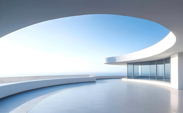 Moderna architettura esterna di villa di lusso in stile minimal con piscina e bellissimo cielo