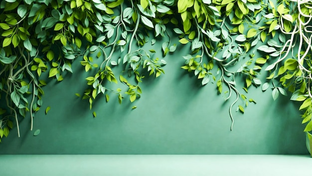 Moderna astrazione 3D delle foglie degli alberi con rami appesi Illustrazione sfondo carta da parati