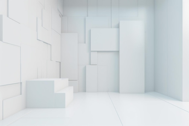 Moderna camera da pavimento modello interno luce da parete minima mockup sfondo interno bianco IA generativa