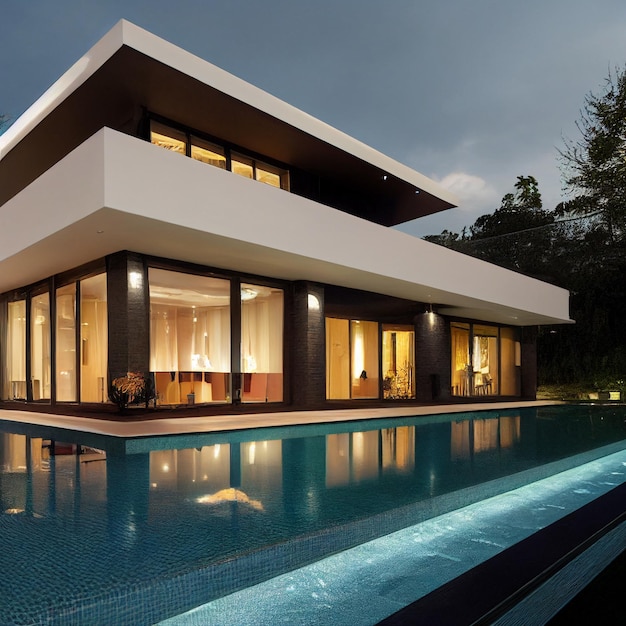 moderna casa di lusso con piscina
