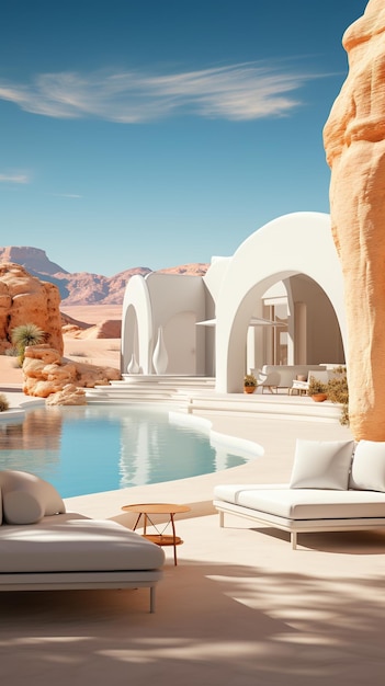 Moderna casa nel deserto con piscina