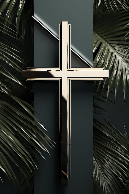Moderna croce sacra realizzata in metallo elegante e decorata con geo croce domenica delle palme foto arte cristiana