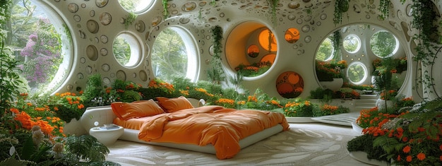 Moderna decorazione da camera da letto art nouveau fusione di eleganza senza tempo e design d'avanguardia trasformando il vostro spazio da letto in un santuario elegante che riflette sia la tradizione che l'innovazione