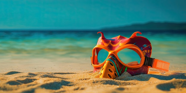 Moderna maschera da snorkel sulla sabbia AI generativa