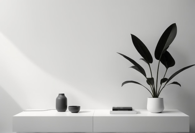 moderna parete interna 3d render moderna parete interna 3d render mockup cornice nera con vaso bianco a