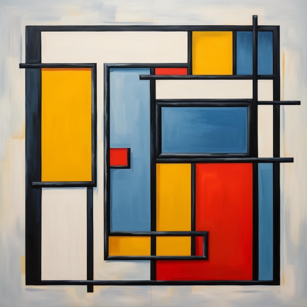 Moderna pittura geometrica quadrati a grassetto in giallo blu e rosso