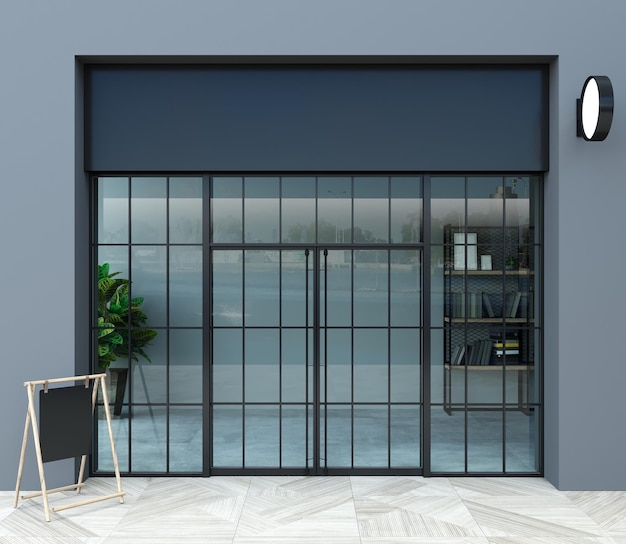 Moderna porta di ingresso per ufficio in vetro nero