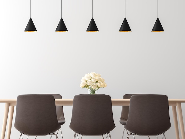 Moderna sala da pranzo interni in stile minimal immagine 3d render