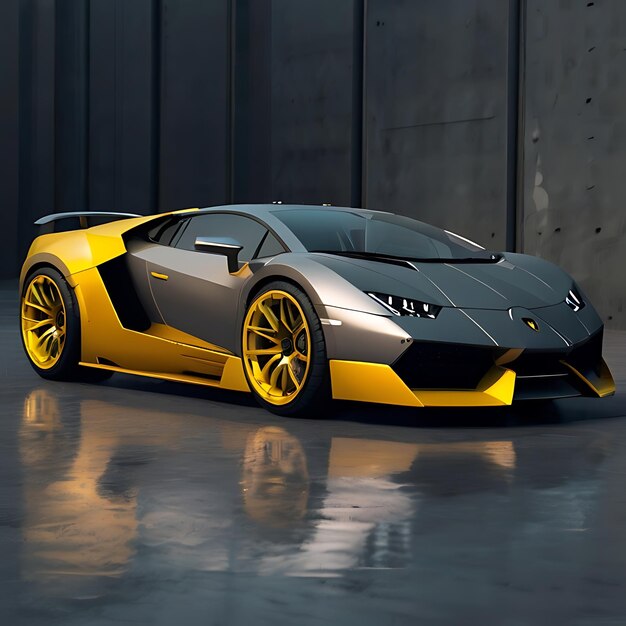 moderna supercar concettuale Lamborghini mescolata con Bugatti gnearata da AI