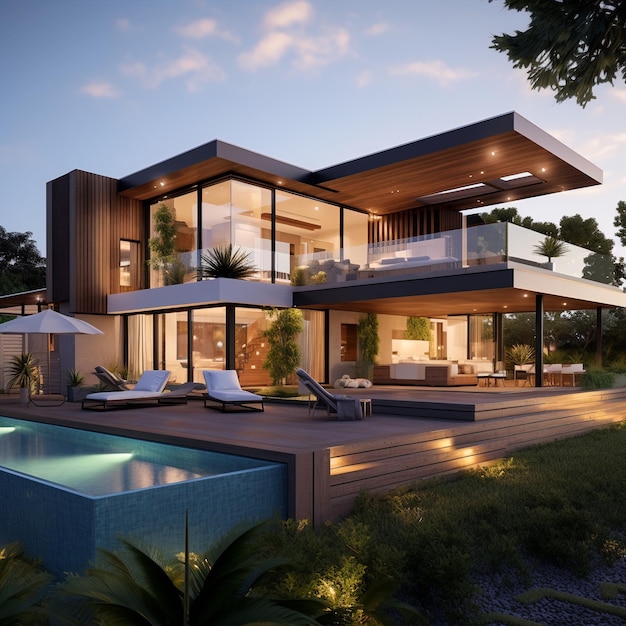 moderna villa di lusso casa di progettazione concetto aperto con piscina casa estiva