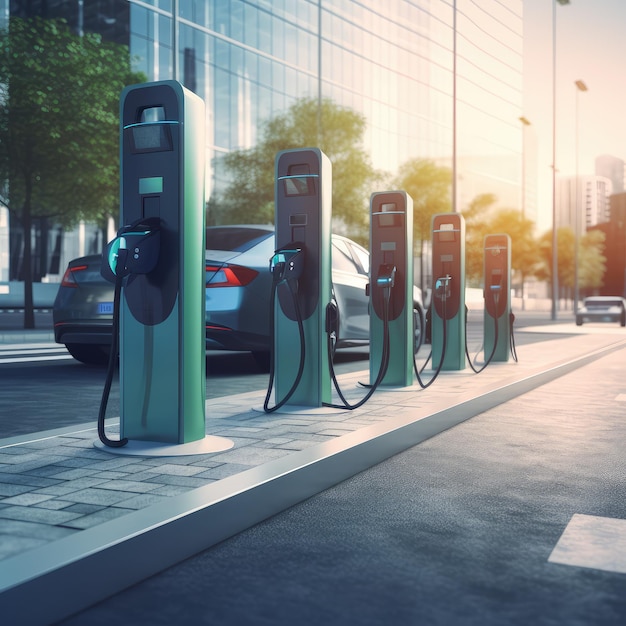 Moderni caricabatterie veloci per veicoli elettrici per caricare l'auto nel parco