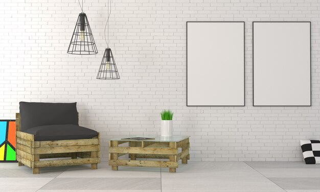 Moderno appartamento interno nello stile di un loft.