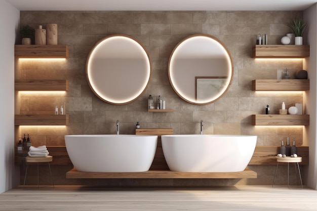 Moderno bagno in legno interno elegante Genera Ai