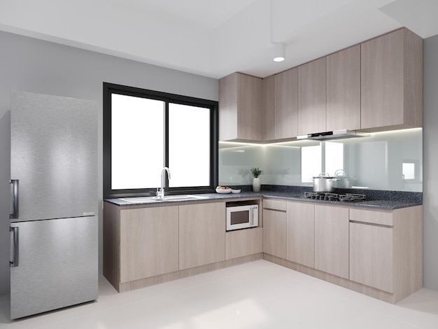 Moderno design d'interno della cucina 3D